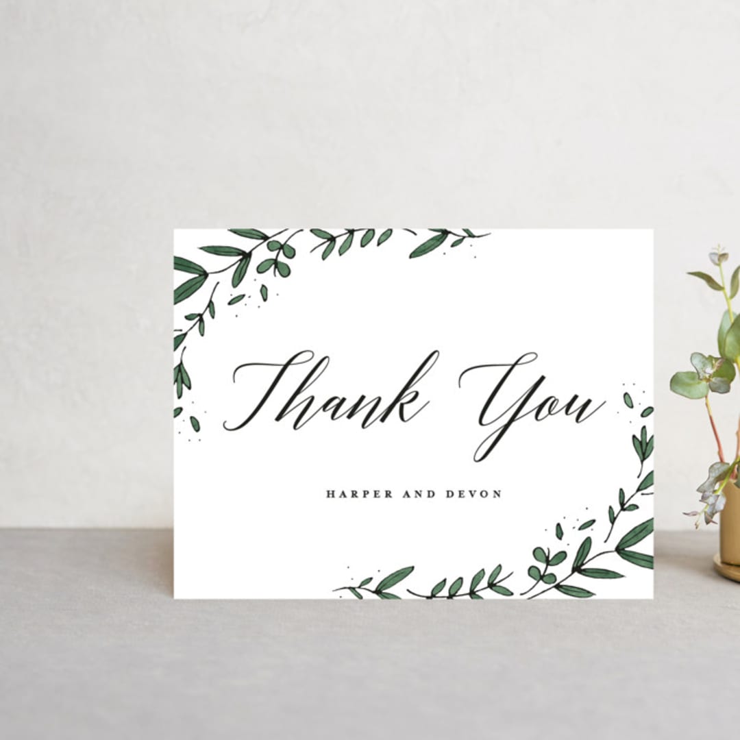 "Floral Wreath" - Wedding Thank You Postcards in Fresh by Kelly Schmidt - Front