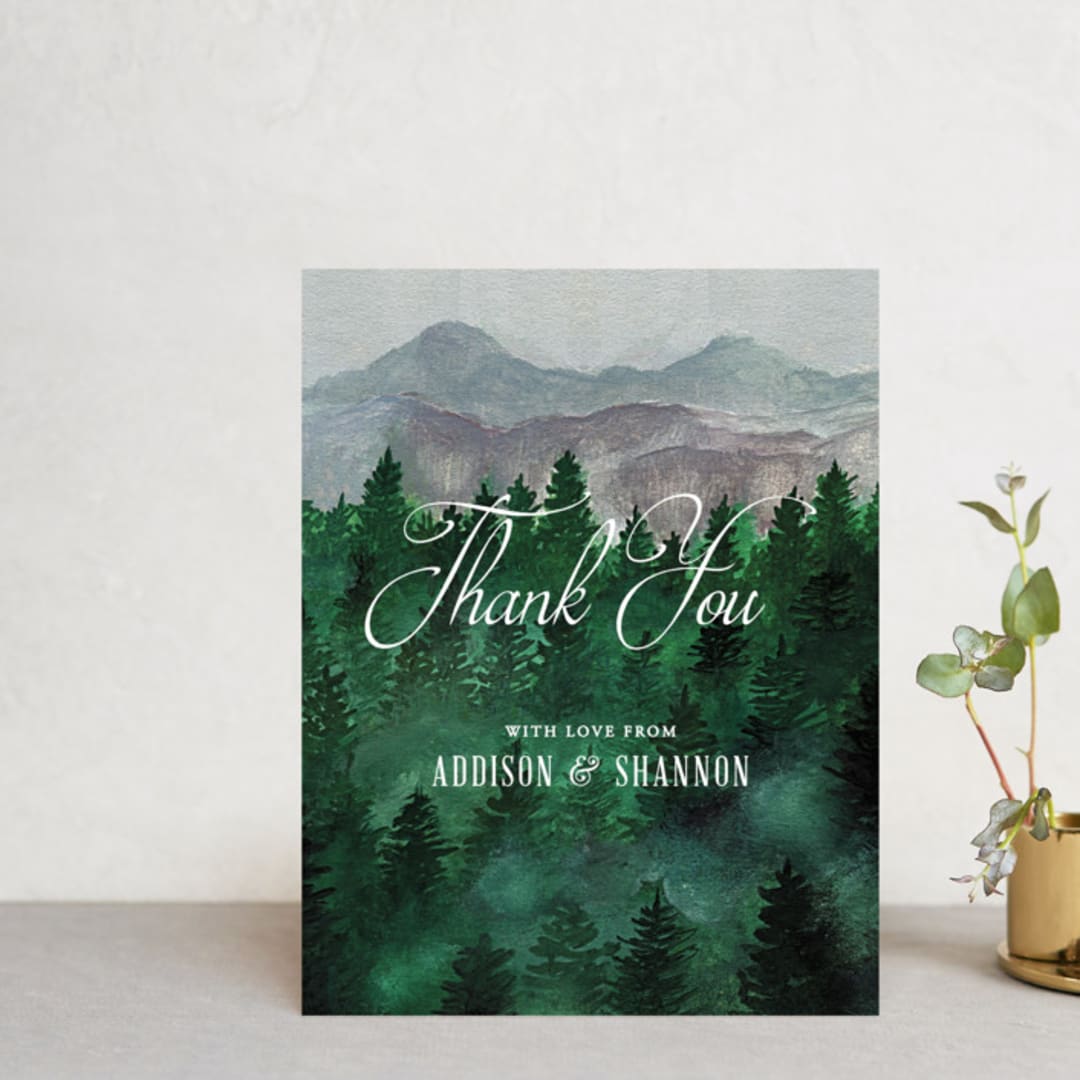 "Adventure Awaits" - Wedding Thank You Postcards in Smoke by Elly - Front