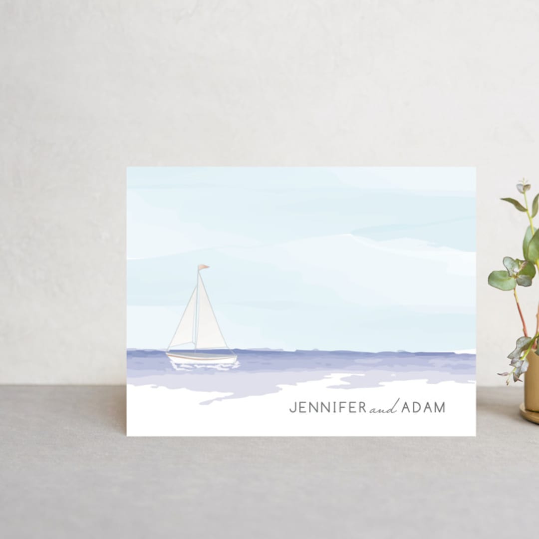 "Set Sail" - Wedding Thank You Postcards in Mediterranean by Sarah Brown - Front