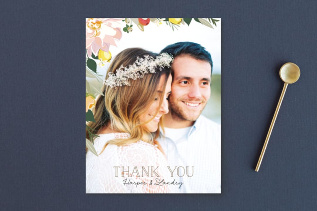 "Spring Blooms" - Wedding Thank You Postcards in Blush by Susan Moyal - Front