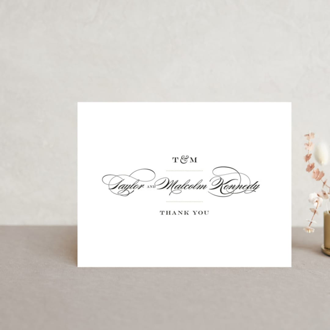 "Charming Go Lightly" - Wedding Thank You Postcards in Crisp Black by danielleb - Front