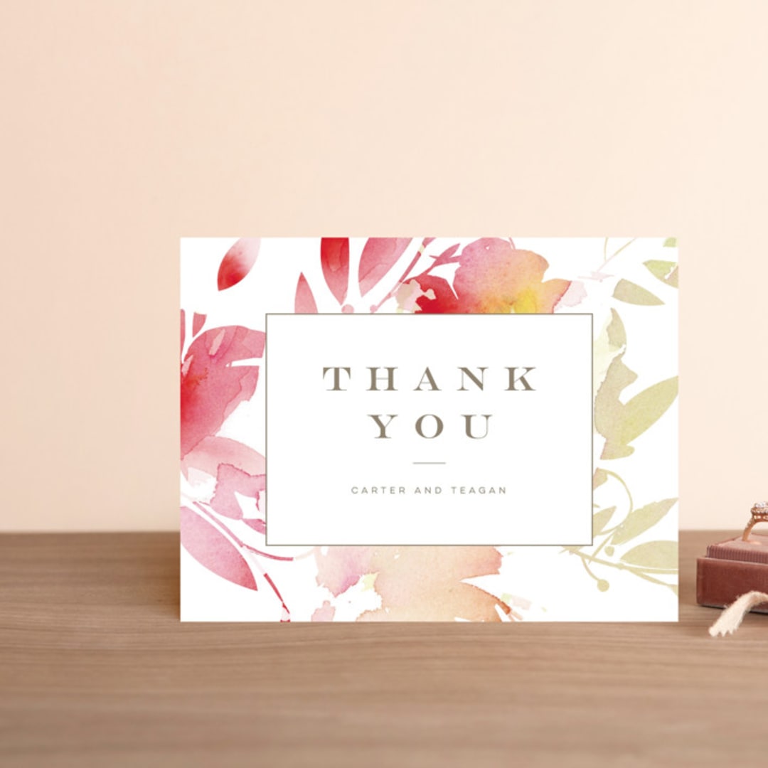 "Stately Florals" - Wedding Thank You Postcards in Poppy by Lori Wemple - Front