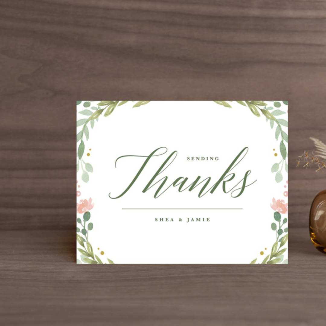 "Garden Glamour" - Wedding Thank You Postcards in Sage by Kristen Smith - Front