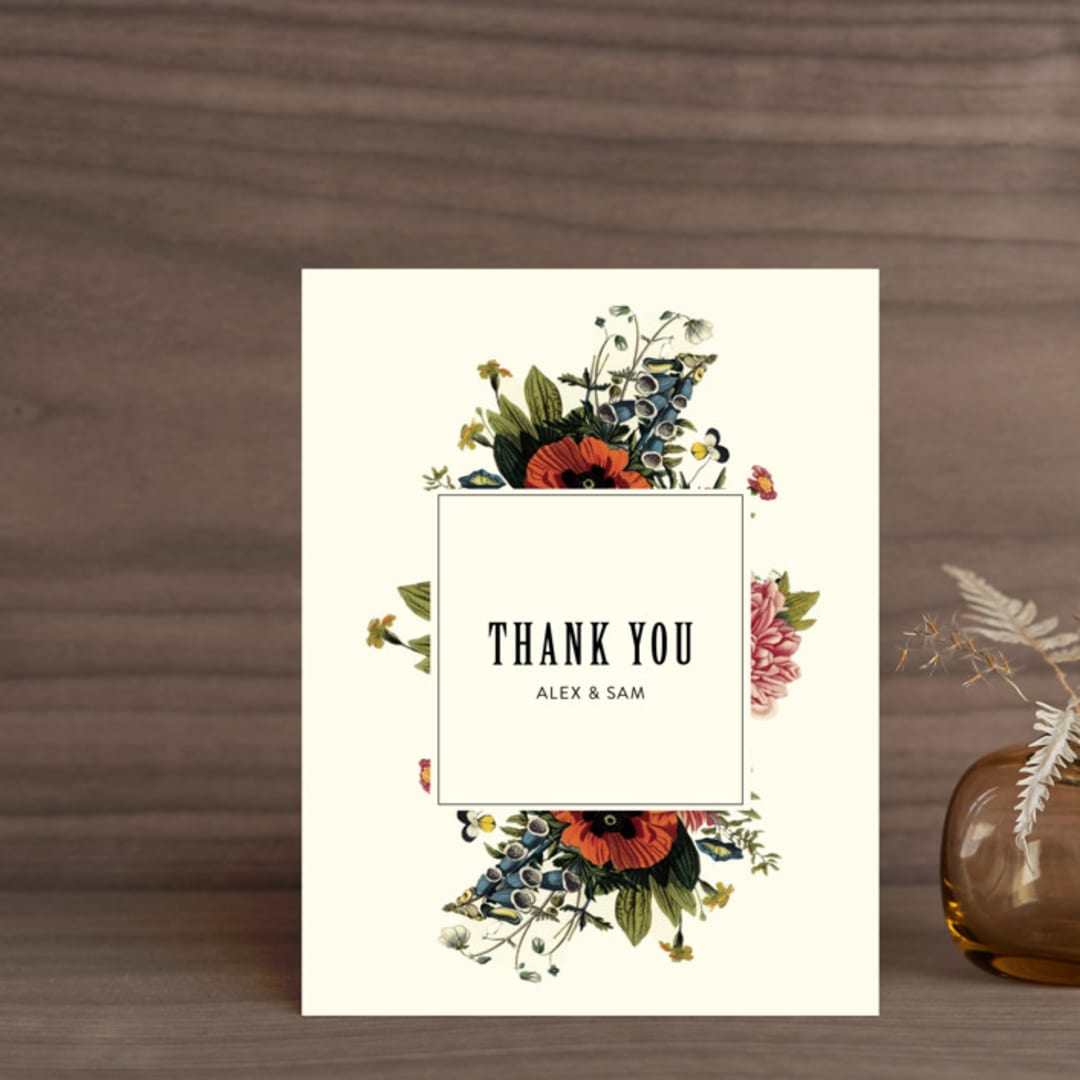 "Vintage Garden Invite" - Wedding Thank You Postcards in Vintage Beige by Alisa Wismer - Front