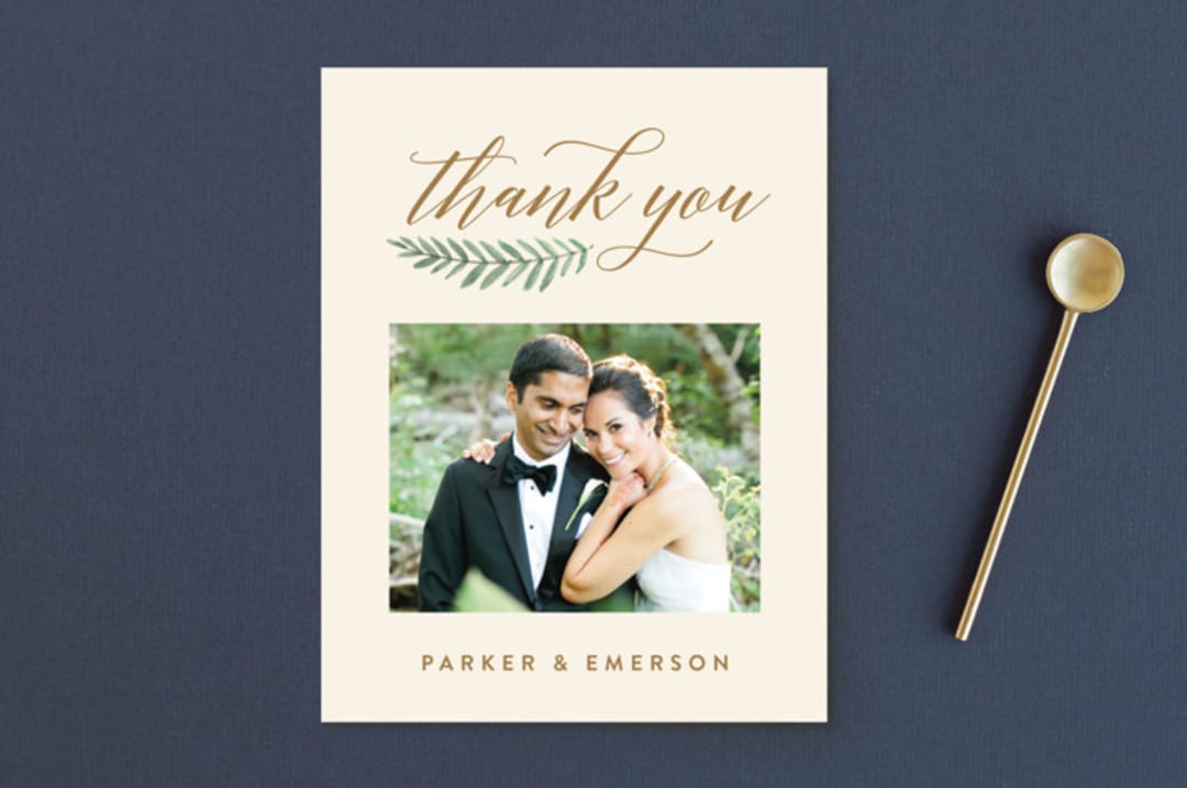 "Painted Ferns" - Wedding Thank You Postcards in Cream by Amy Kross - Front