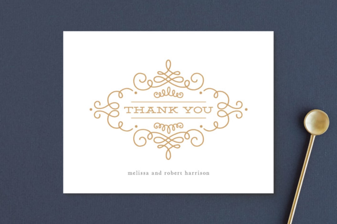 "Ornate Monogram" - Wedding Thank You Postcards in Faux Gold by Kristen Smith - Front