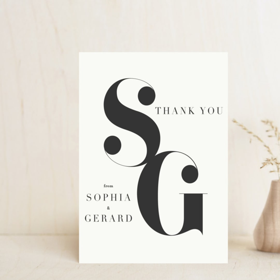"Modern Initials" - Wedding Thank You Postcards in Buttercream by Lori Wemple - Front