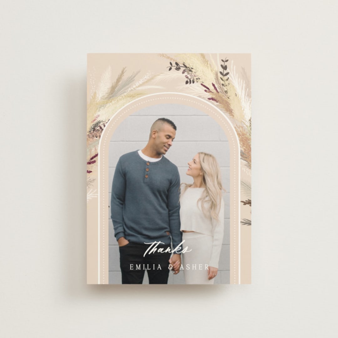 "Bohemian Pampas" - Wedding Thank You Postcards in Sand by Kaydi Bishop - Front
