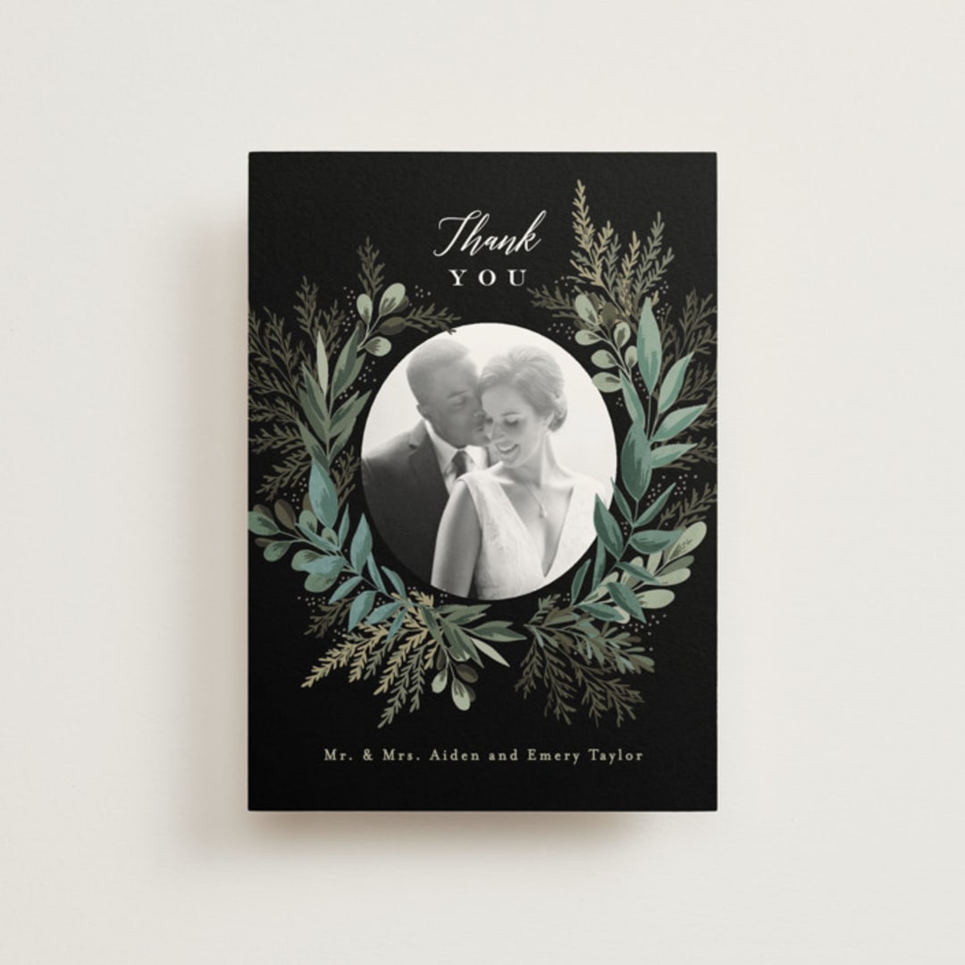 "Forest Crest" - Wedding Thank You Postcards in Obsidian by Alethea and Ruth - Front