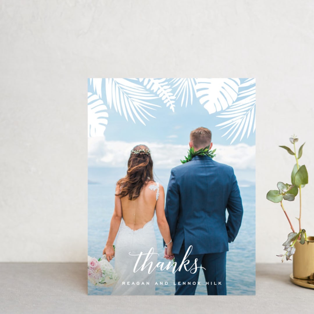 "Tropical Foliage" - Wedding Thank You Postcards in Fern by Hooray Creative - Front