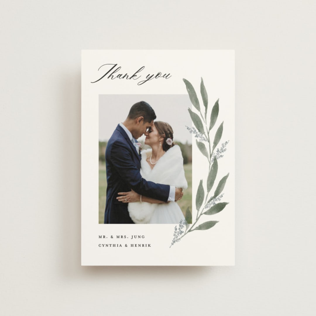 "Pressed Foliage" - Wedding Thank You Postcards in Heather by Stacey Meacham - Front