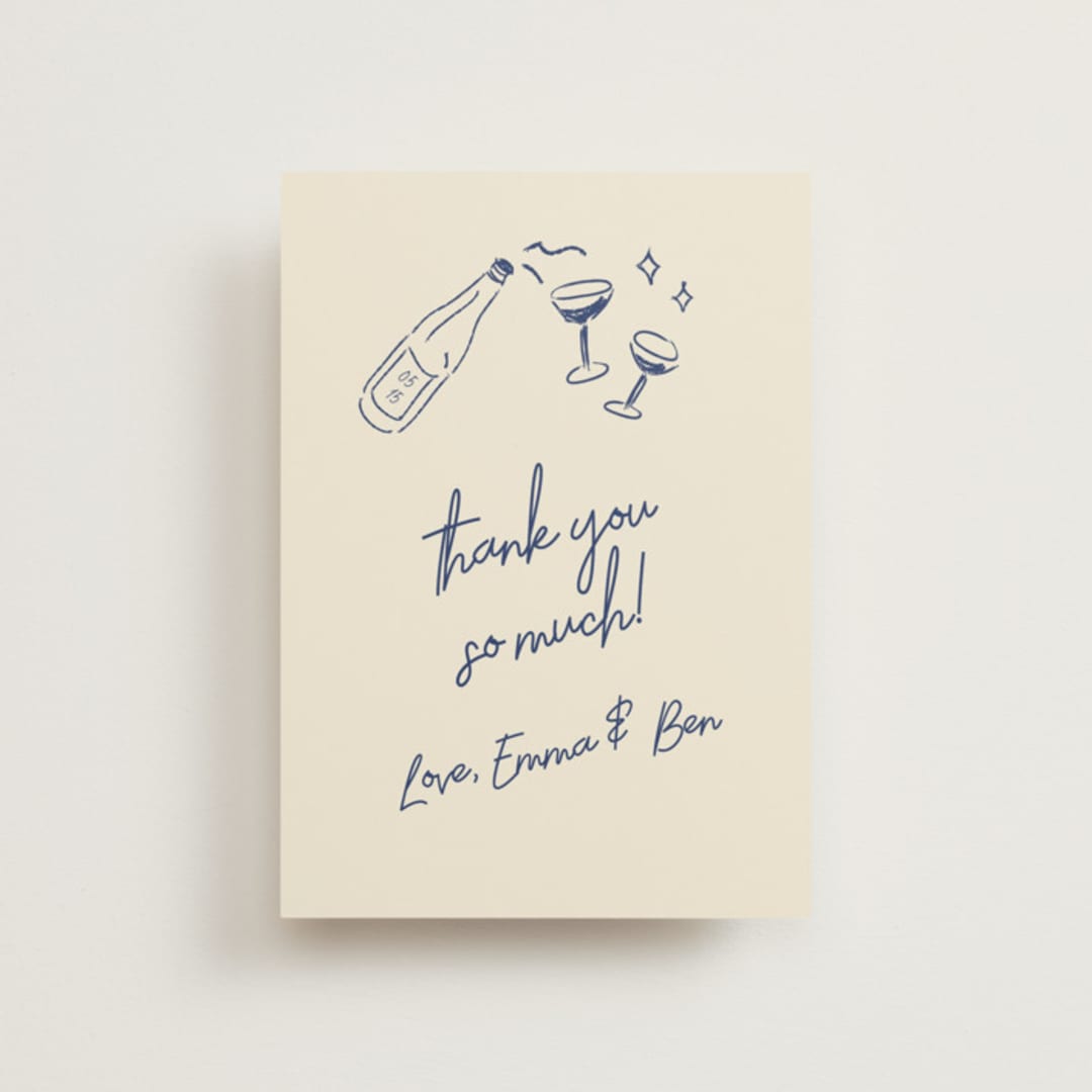 "Handwritten Letter" - Wedding Thank You Postcards in Blue Velvet by Helena Vitto - Front