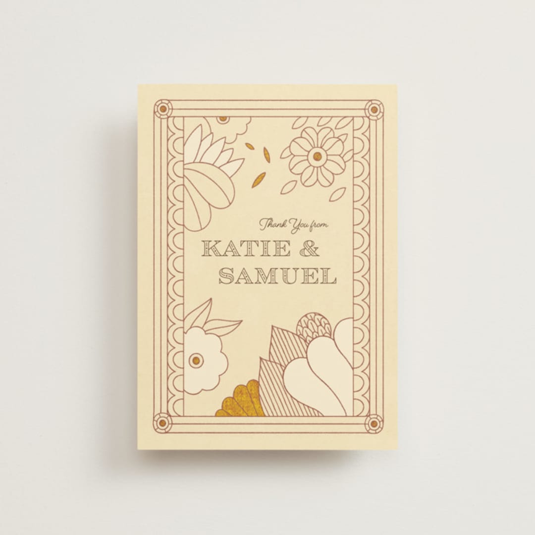 "Nouveau Love" - Wedding Thank You Postcards in Umber by Morgan Ramberg - Front