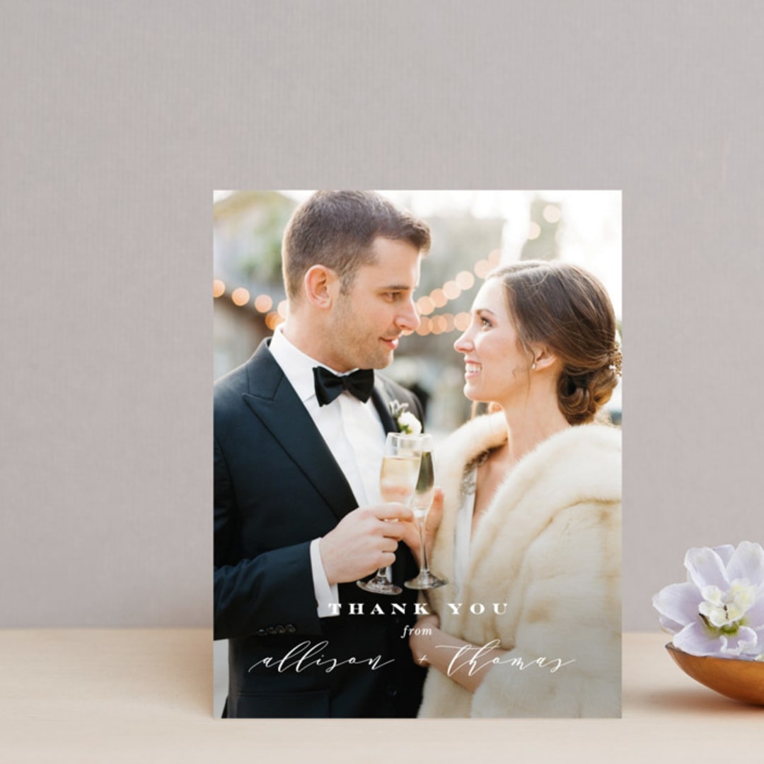 "Perspective" - Wedding Thank You Postcards in Noir by Kimberly FitzSimons - Front