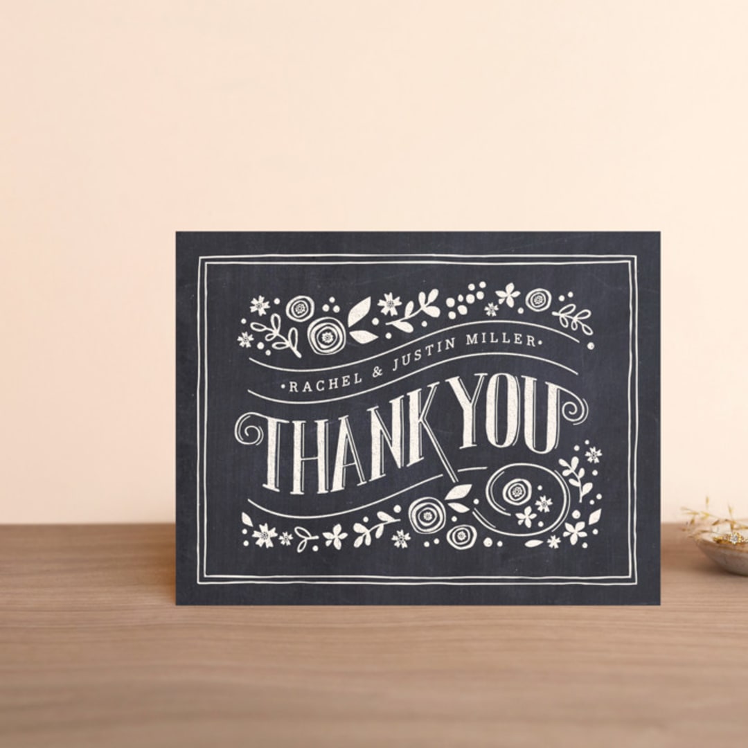 "Alabaster Florals" - Wedding Thank You Postcards in Slate by Jennifer Wick - Front