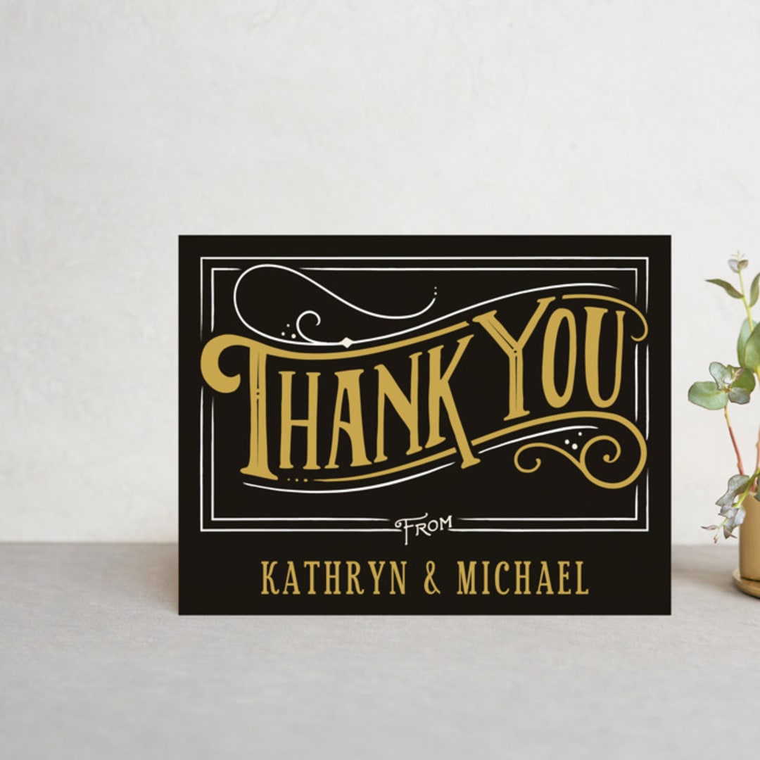 "Inked" - Wedding Thank You Postcards in Honey Bee by GeekInk Design - Front