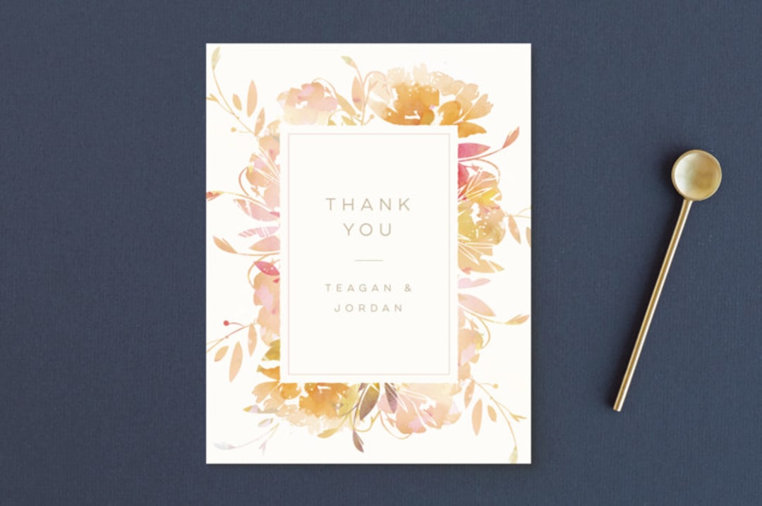 "Garden" - Wedding Thank You Postcards in Peach by Lori Wemple - Front