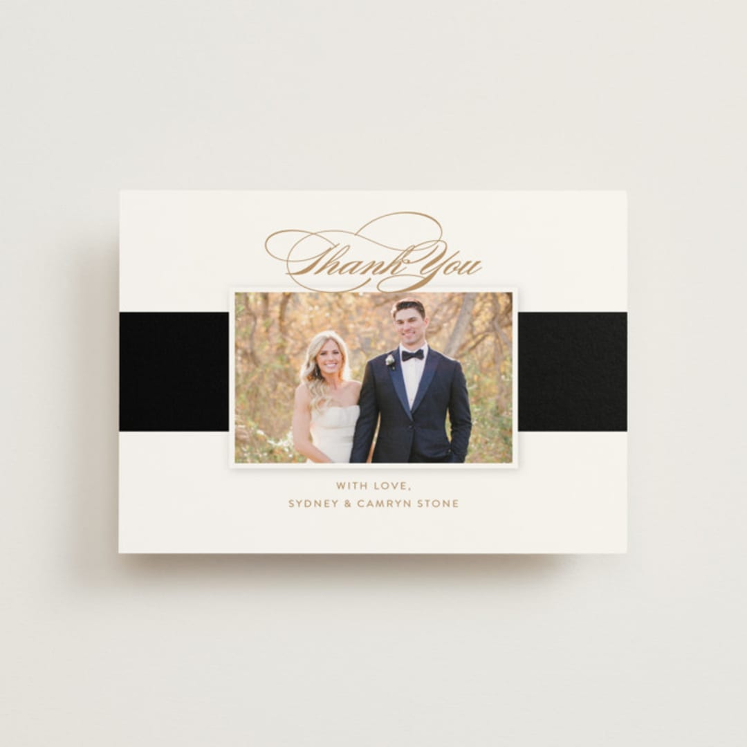 "Fashion District" - Wedding Thank You Postcards in Black Tie by Jill Means - Front