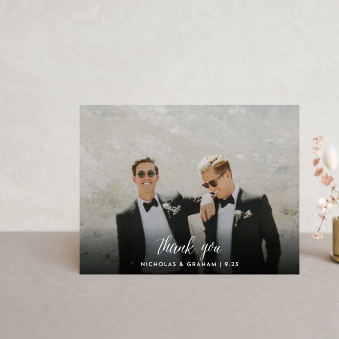 "Cacti" - Wedding Thank You Postcards in Rose Crystal by Cass Loh - Front