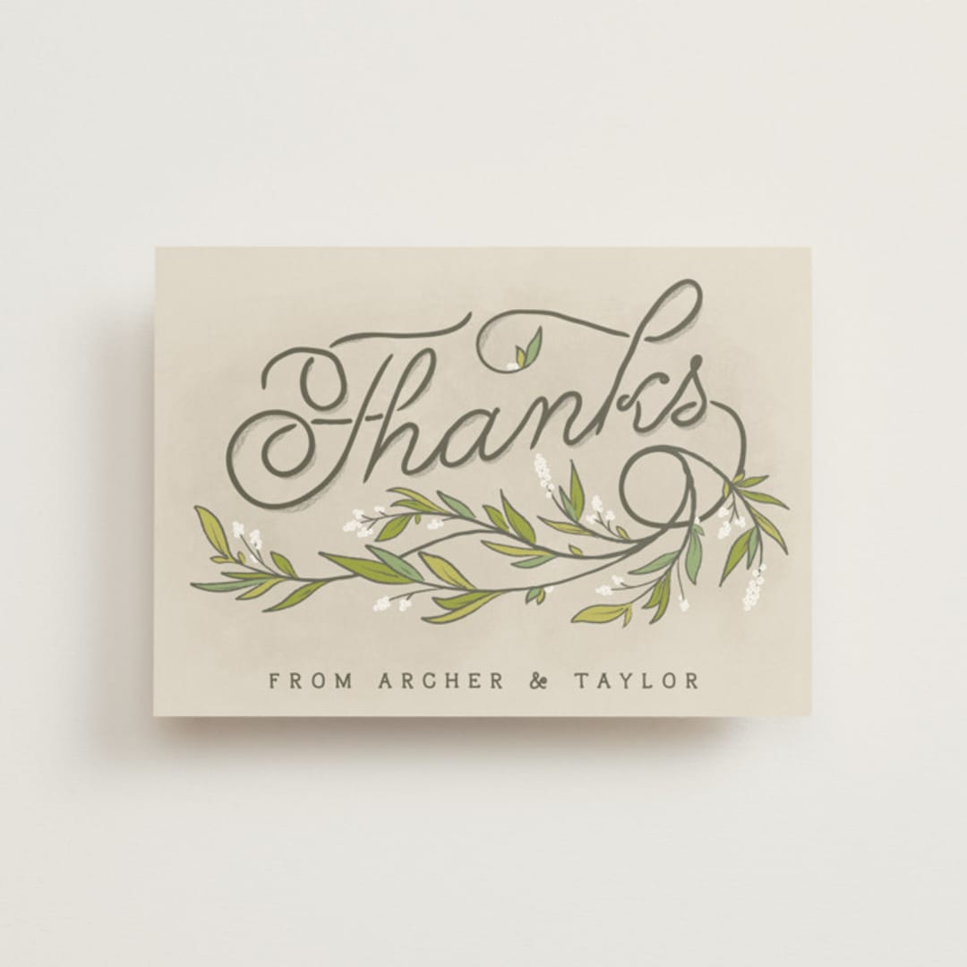 "Rustic Love" - Wedding Thank You Postcards in Parchment by GeekInk Design - Front