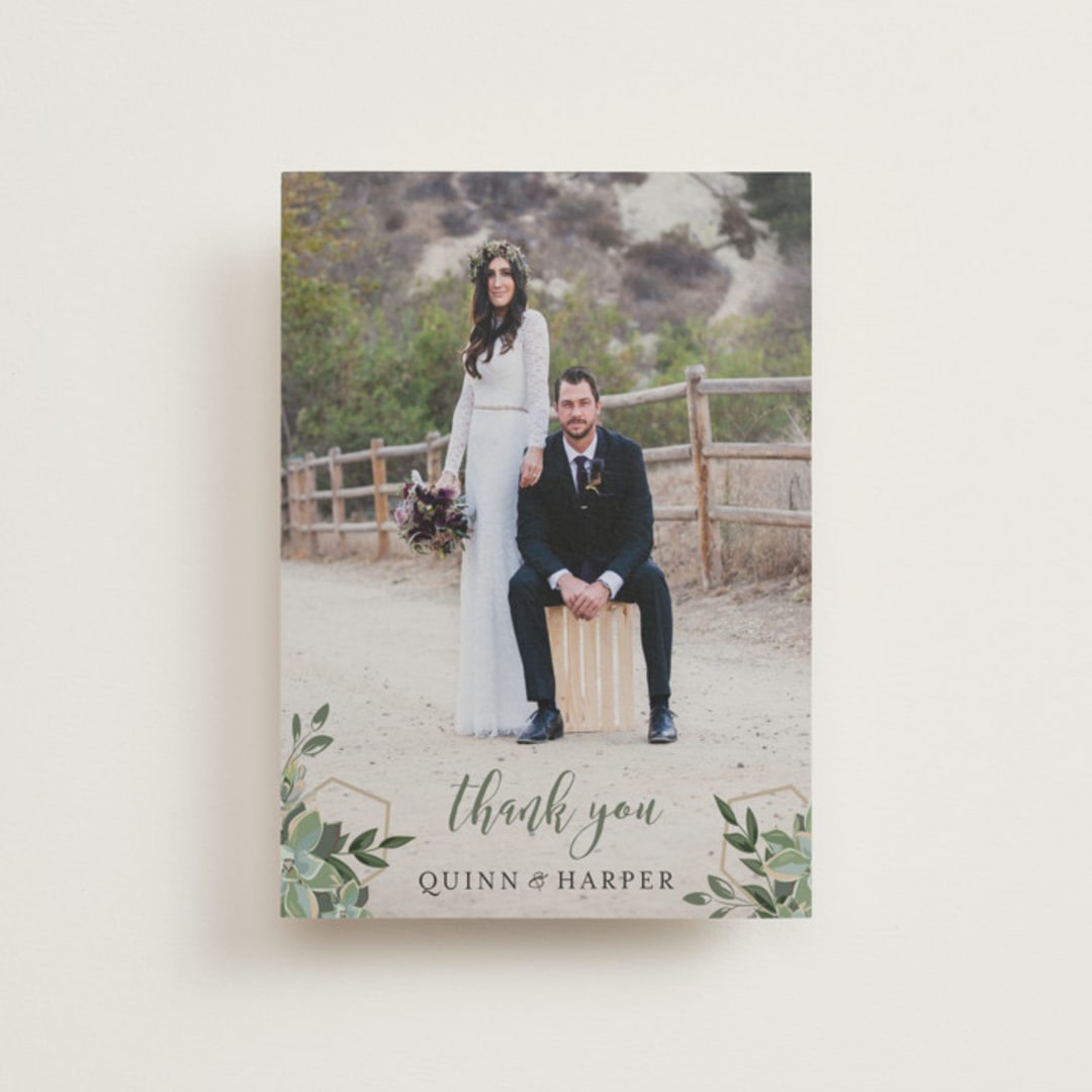 "Succulent Surround" - Wedding Thank You Postcards in Cloud by Susan Moyal - Front