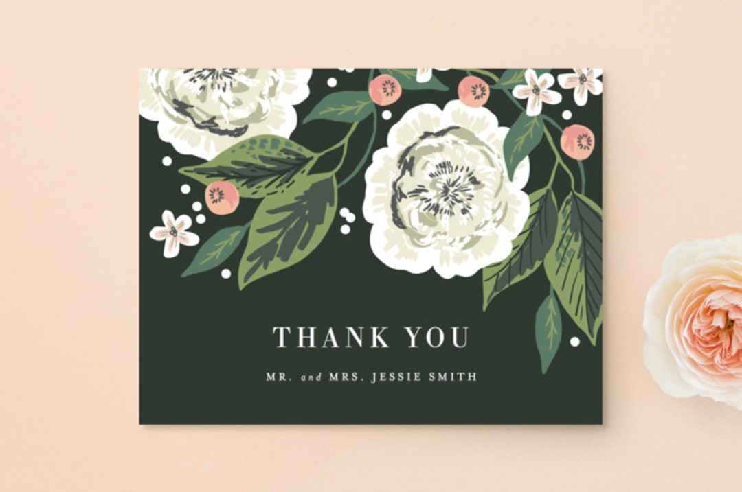 "Climbing Rose" - Wedding Thank You Postcards in Leaf by Alethea and Ruth - Front