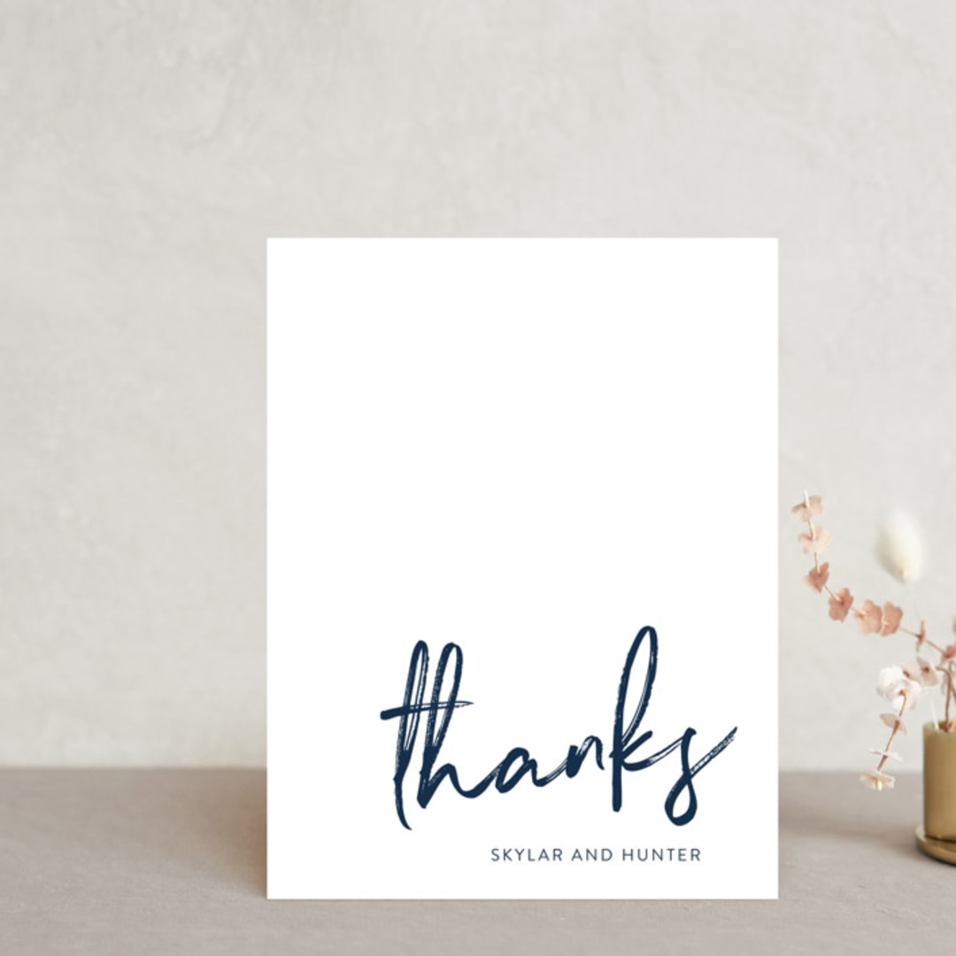 "Funky Names" - Wedding Thank You Postcards in Navy by Phrosné Barwood - Front
