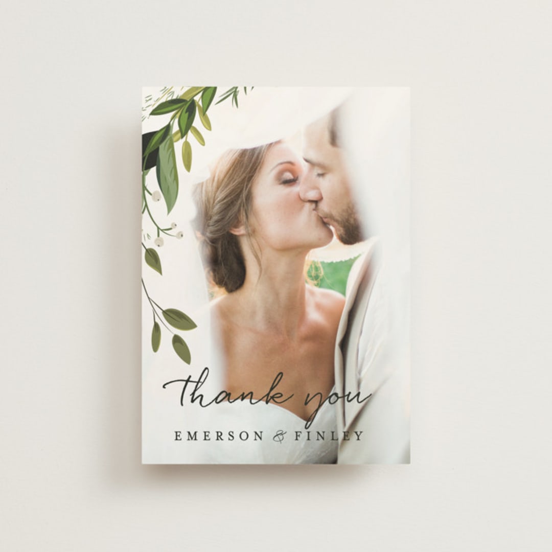 "Vines of Green" - Wedding Thank You Postcards in Fern by Susan Moyal - Front