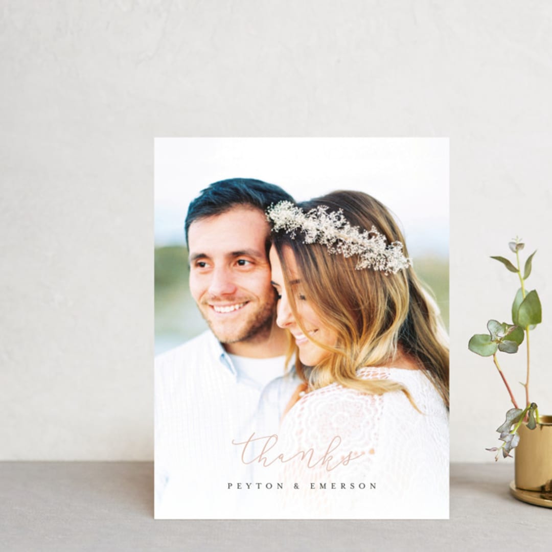 "Simply Perfect" - Wedding Thank You Postcards in Blush by Brianne Larsen - Front