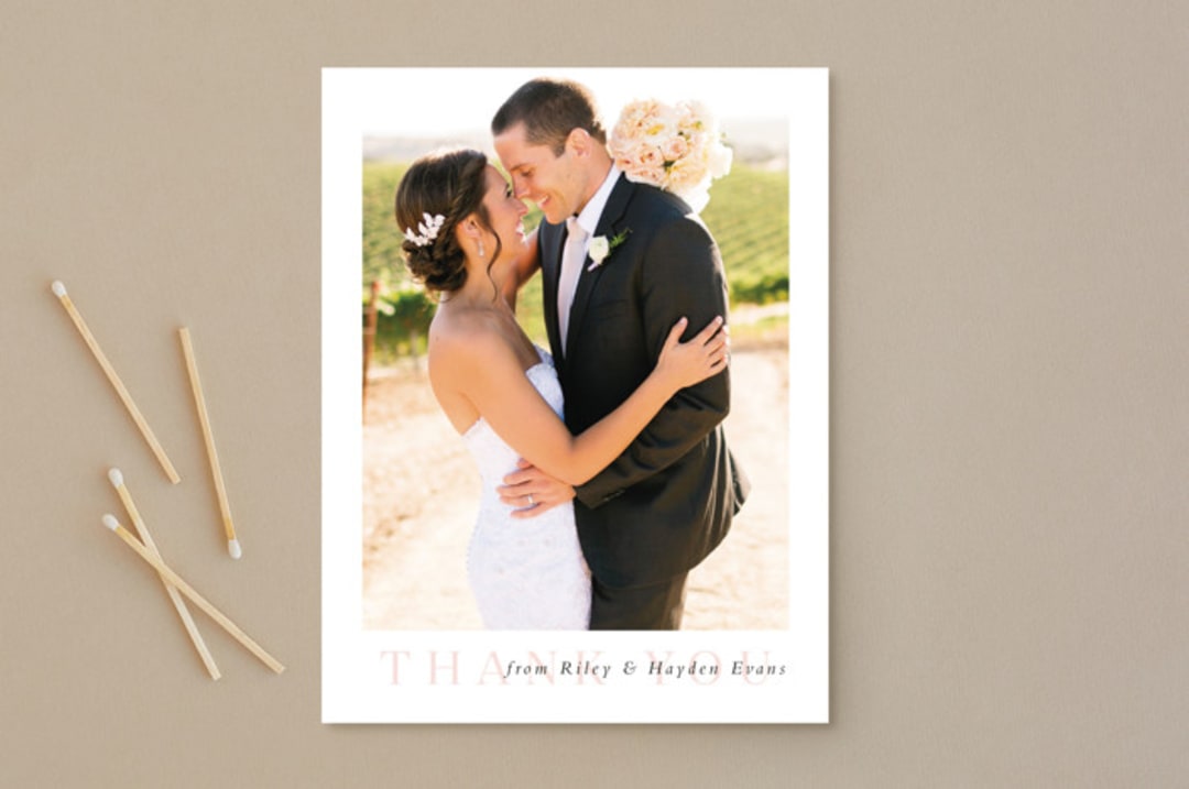 "over and over" - Wedding Thank You Postcards in Soft Peach by Lea Delaveris - Front