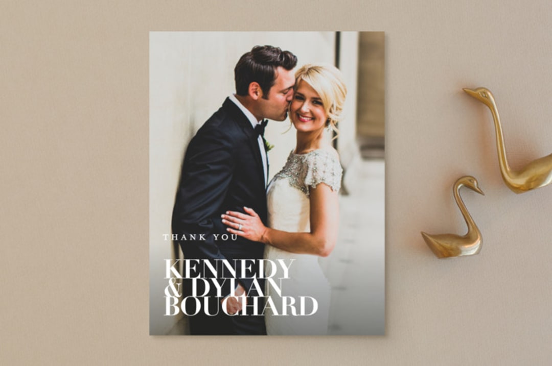 "The Minimalist" - Wedding Thank You Postcards in Pearl by Kelly Schmidt - Front