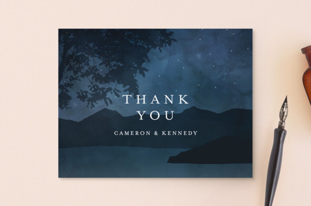 "Coastal Nights" - Wedding Thank You Postcards in Midnight by Kelly Schmidt - Front