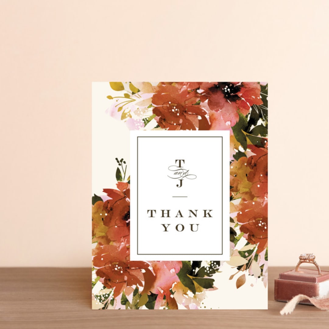 "Eden" - Wedding Thank You Postcards in Poinsettia by Lori Wemple - Front