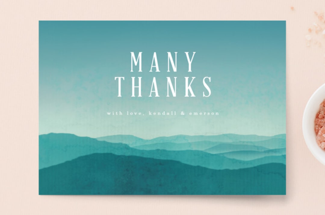 "Misty Mountain Range" - Wedding Thank You Postcards in Sky by Kelly Schmidt - Front