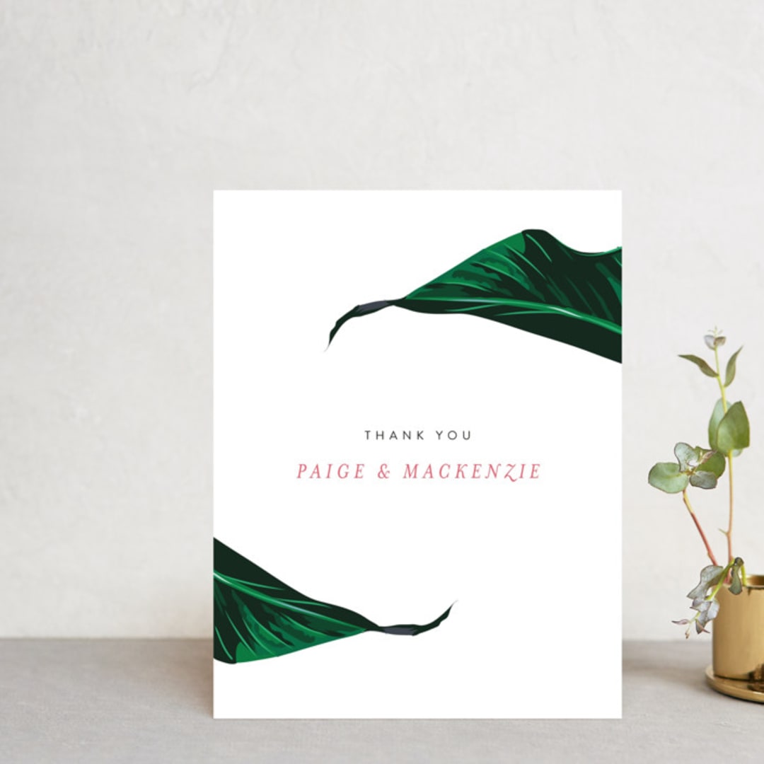 "Mod Palm" - Wedding Thank You Postcards in Pearl by Erin Hodges - Front