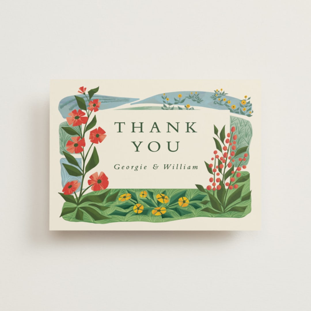 "Farm and Field" - Wedding Thank You Postcards in Barn by Paper Sun Studio - Front
