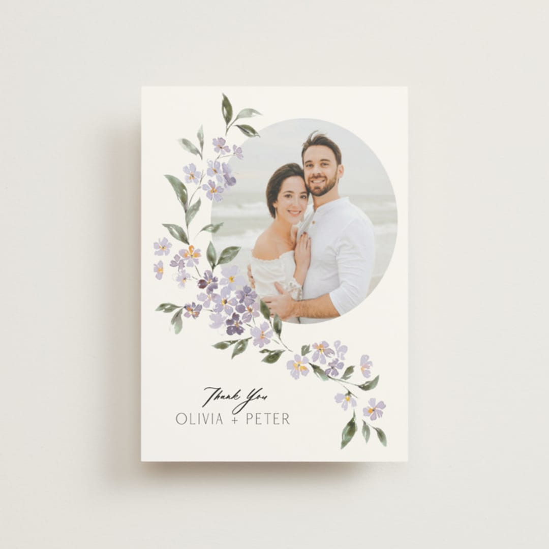 "Sweeping Vine" - Wedding Thank You Postcards in Periwinkle by Itsy Belle Studio - Front