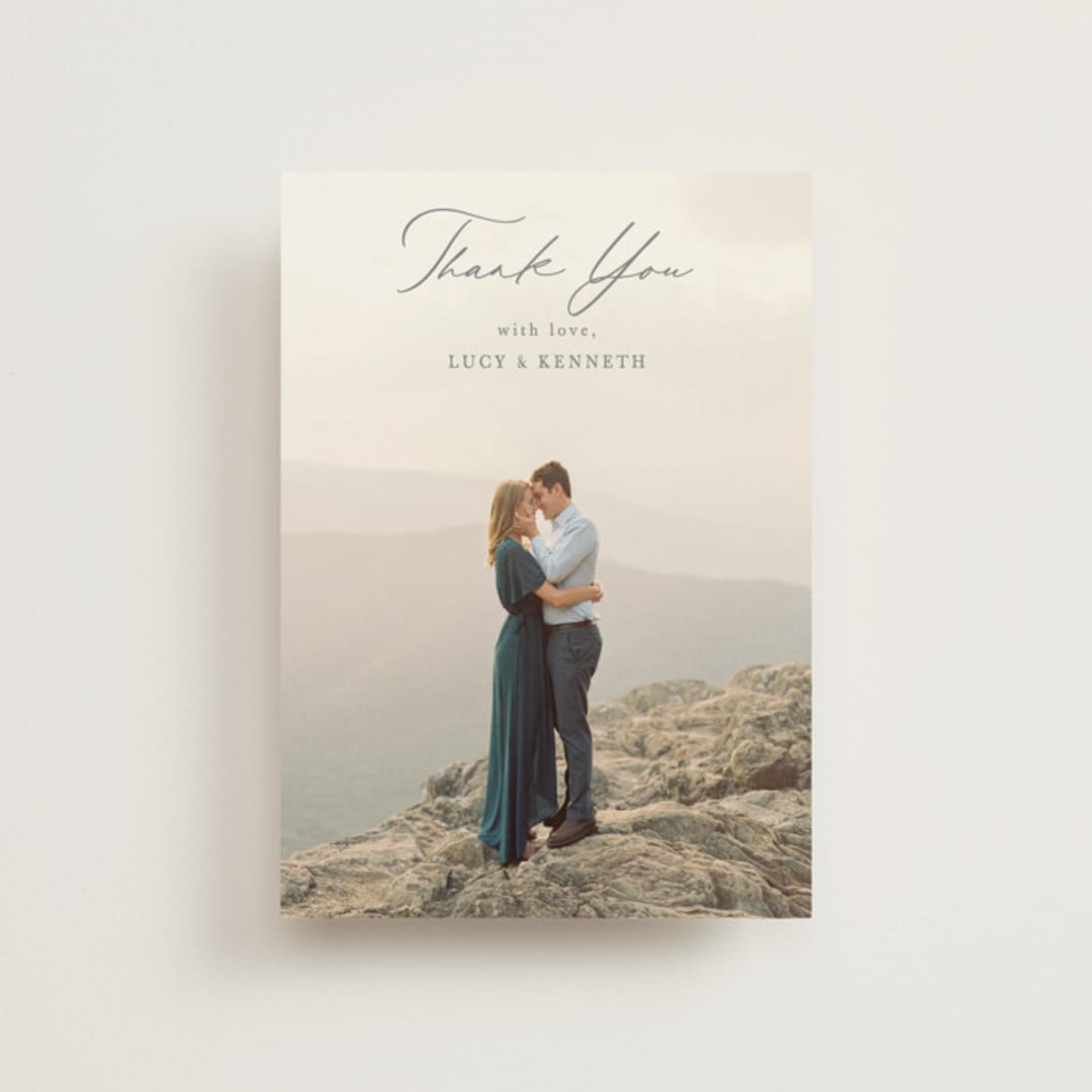 "Mountainview" - Wedding Thank You Postcards in Pewter by Sarah Brown - Front