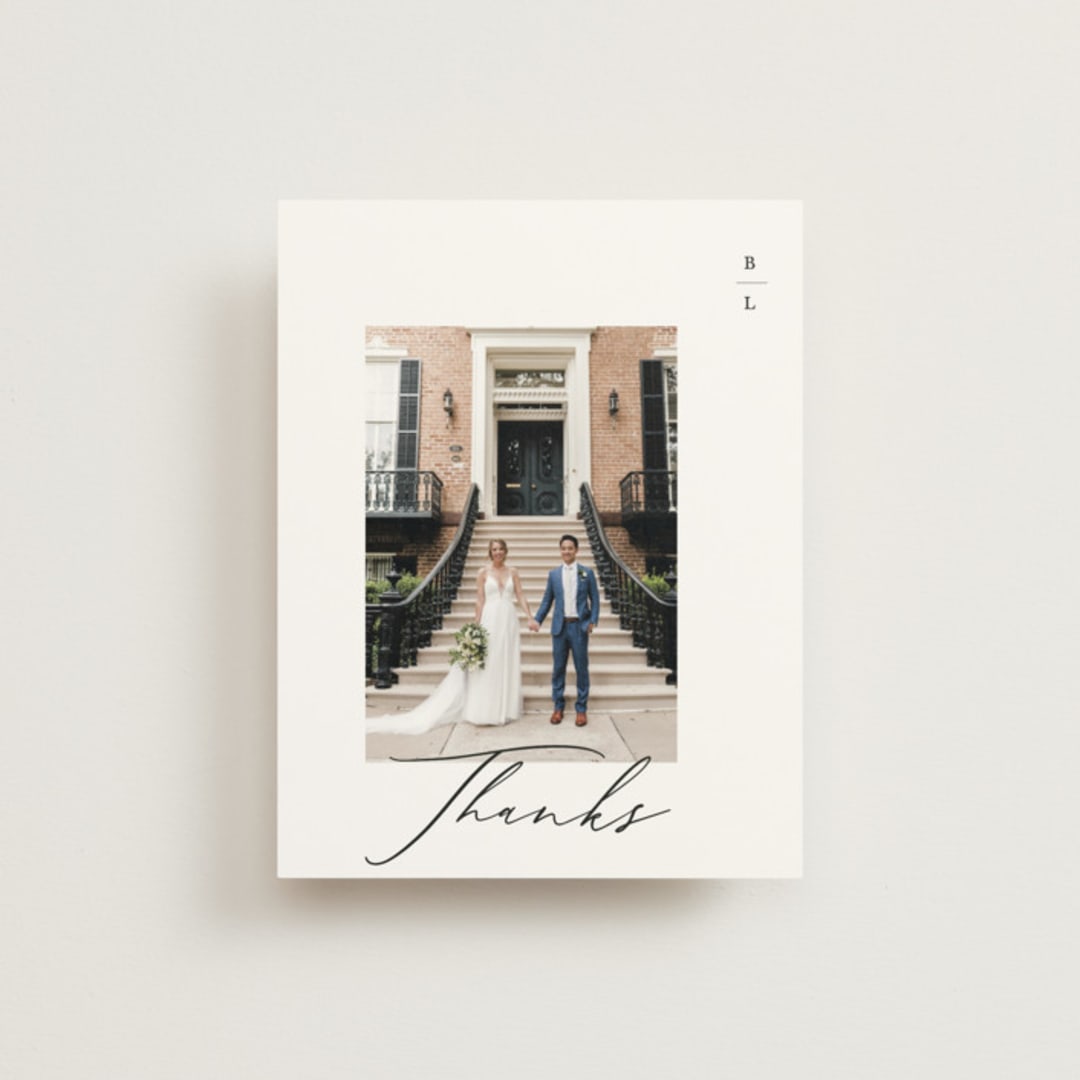 "Paire" - Wedding Thank You Postcards in Tuxedo by Kate Ahn - Front