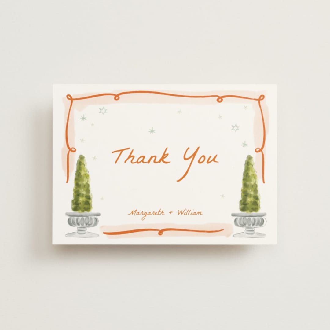 "Giardino" - Wedding Thank You Postcards in Flame by Pati Cascino - Front