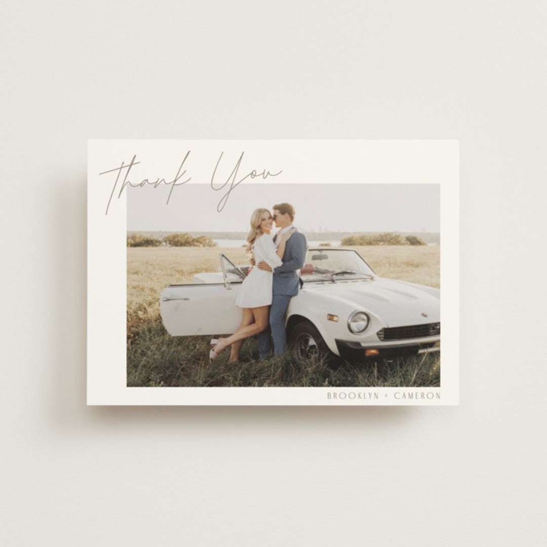 "Arabilla Overlap" - Wedding Thank You Postcards in Linen by Kelly Schmidt - Front