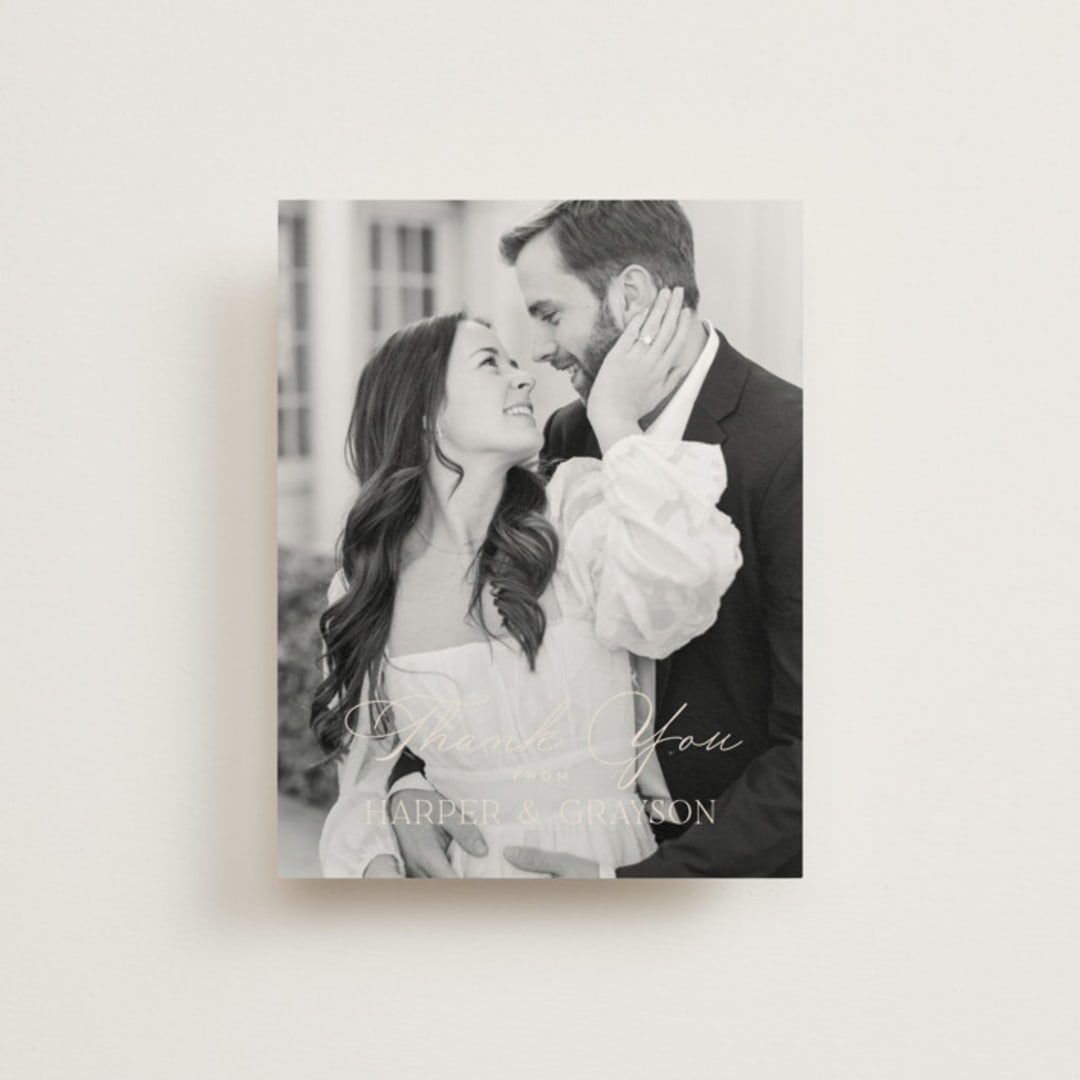 "Tendu" - Wedding Thank You Postcards in Creme by Carly Reed Walker - Front