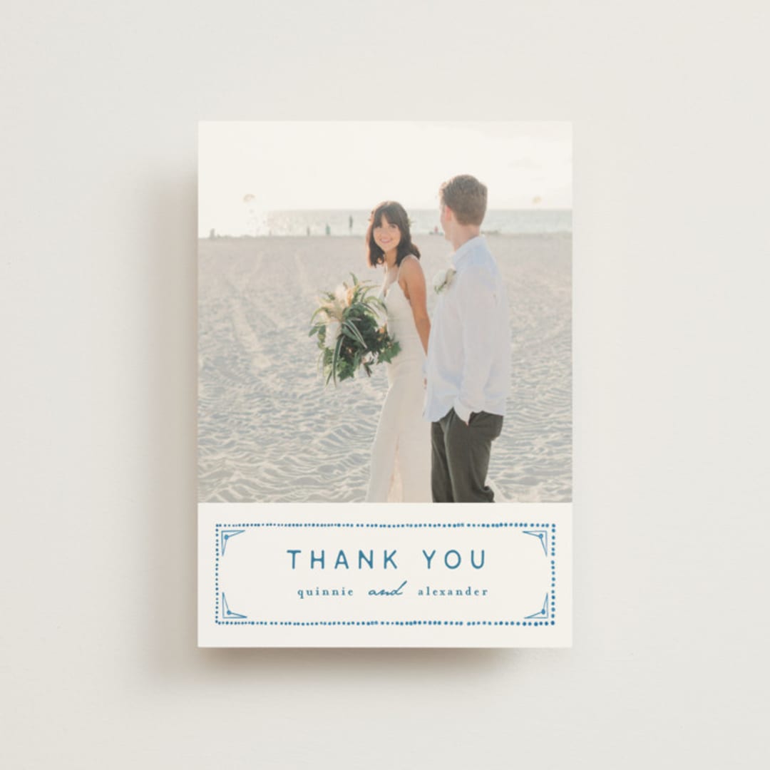 "watercolor tile" - Wedding Thank You Postcards in Navy by Anastasia Makarova - Front