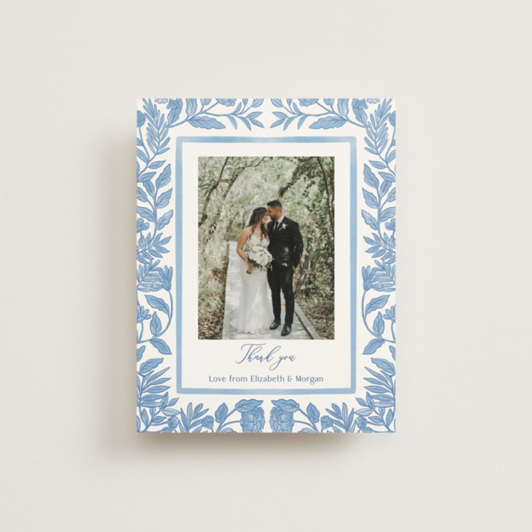 "Porcelain Floral" - Wedding Thank You Postcards in Porcelain by Elly - Front