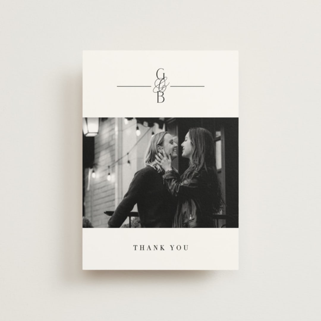 "Grand Scale" - Wedding Thank You Postcards in Caviar by Olivia Raufman - Front