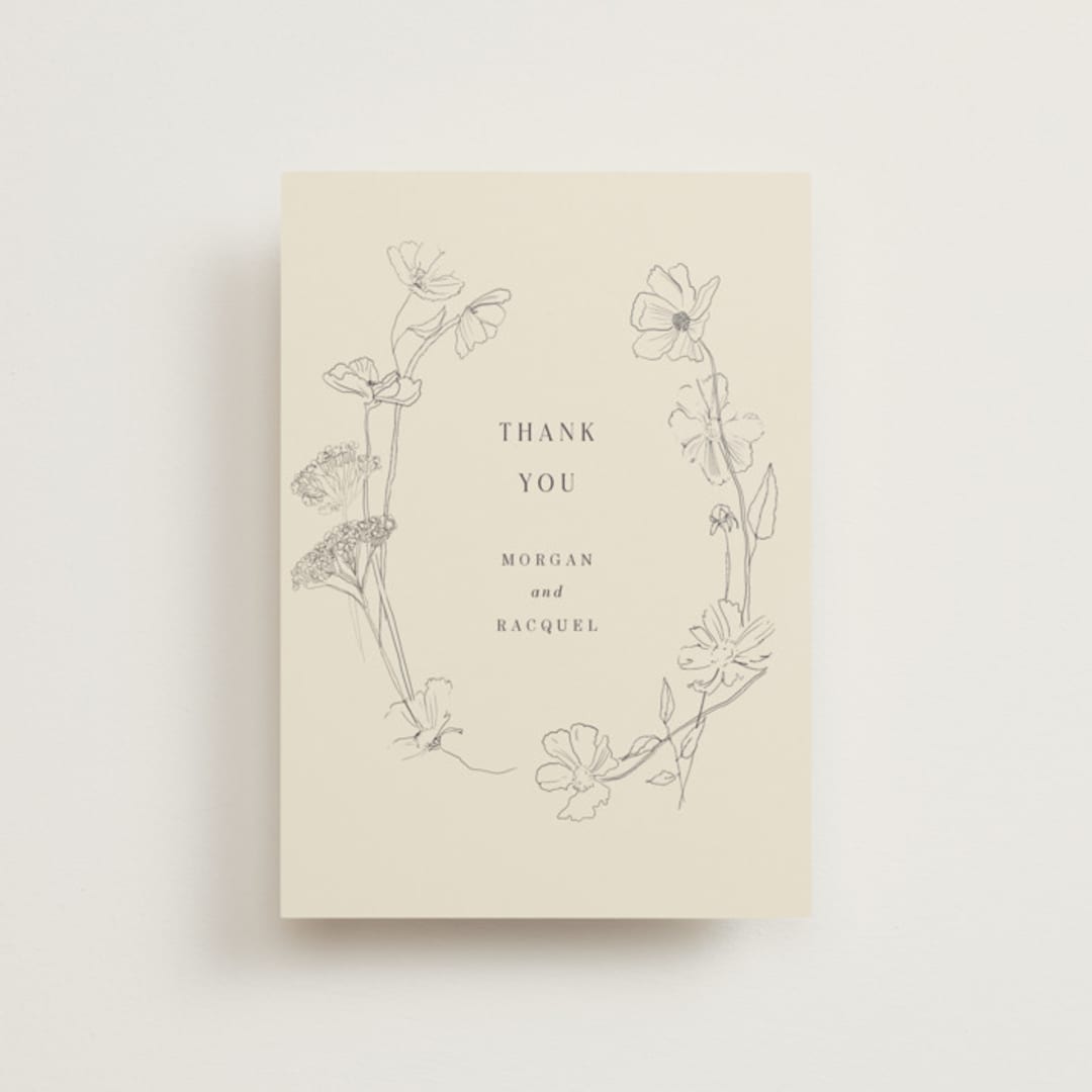 "floral stamp" - Wedding Thank You Postcards in Ivory by Baumbirdy - Front