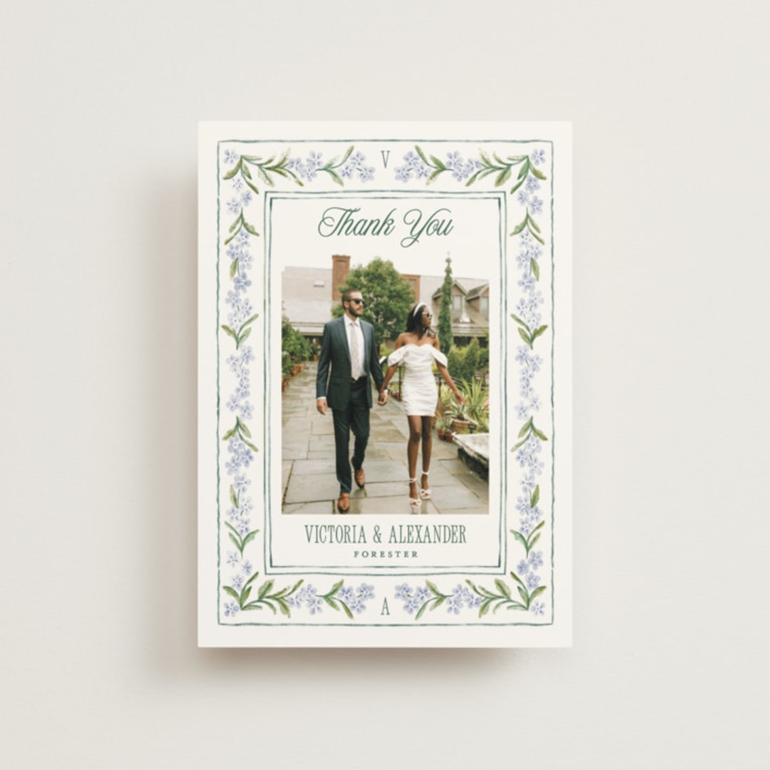 "Vintage Sketched" - Wedding Thank You Postcards in Wisteria by Jenna Holcomb - Front