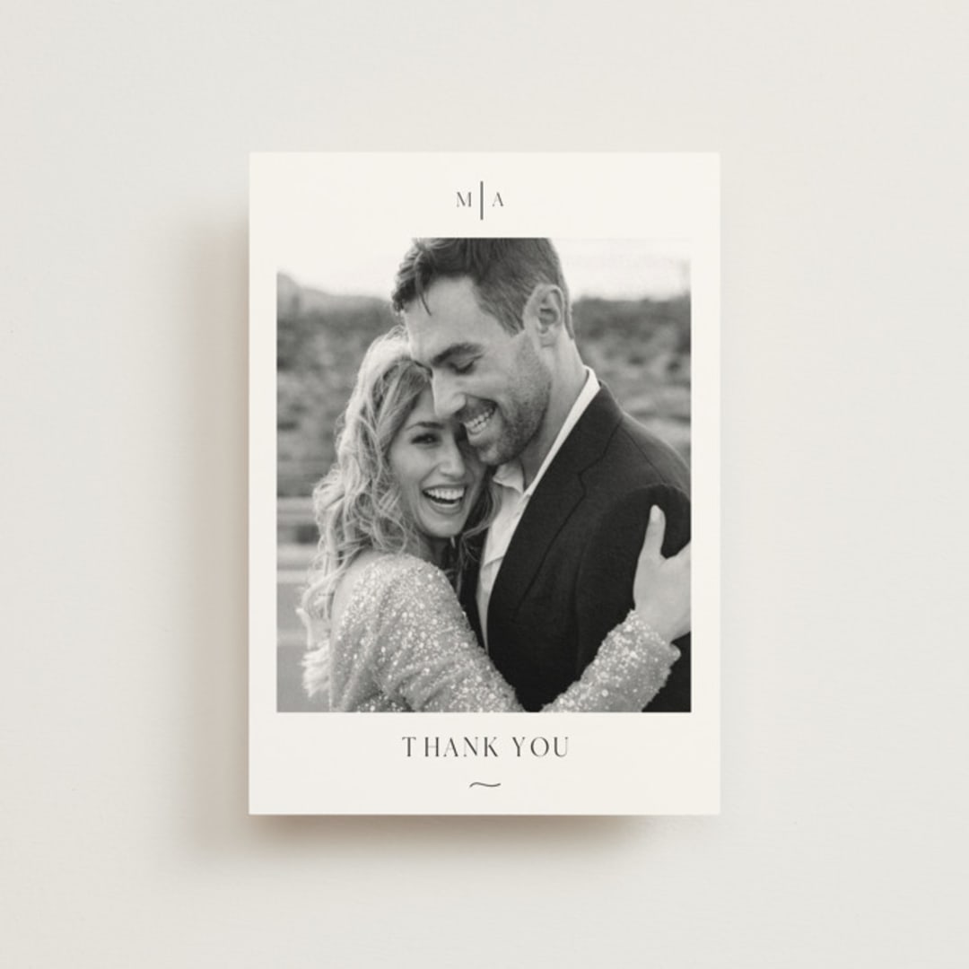 "Classic & Timeless" - Wedding Thank You Postcards in Obsidian by Lucrecia Caporale - Front