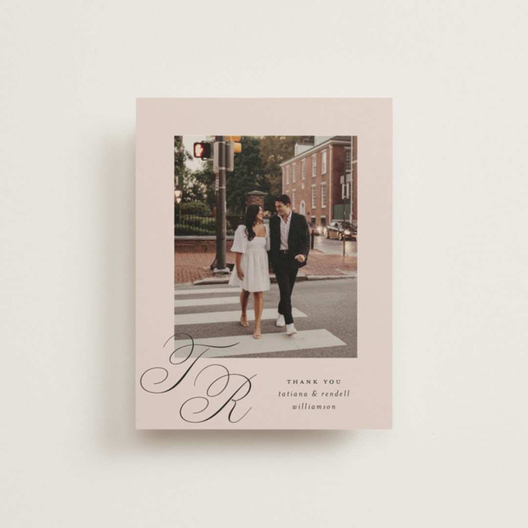 "Arch Monogram" - Wedding Thank You Postcards in Dusty Rose by Kelly Schmidt - Front