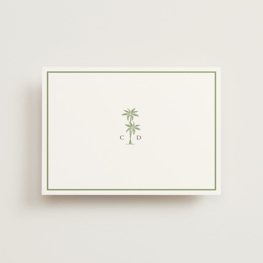 "Palm Monogram" - Wedding Thank You Postcards in Leaf by Olivia Raufman - Front